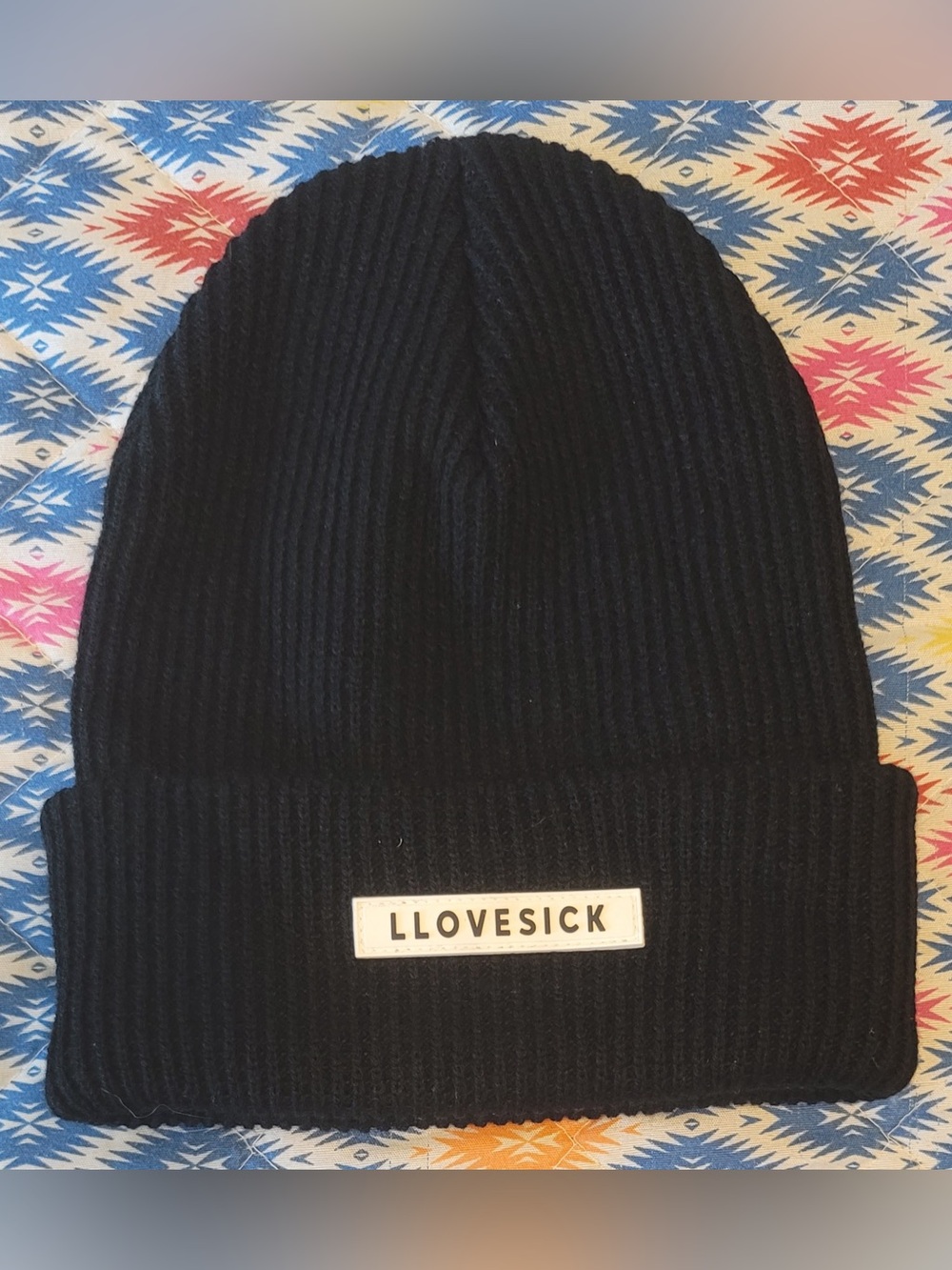 LLOVESICK Black Ribbed Knit Beanie